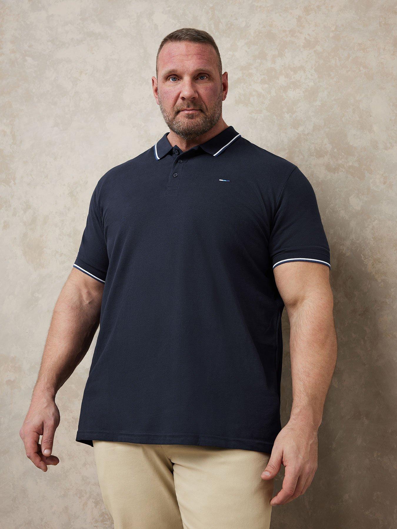 BadRhino Essential Short Sleeve Tipping Polo Shirt, Navy, Size 7-8Xl, Men