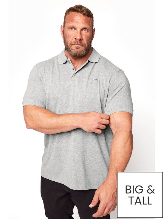 front image of badrhino-essential-plain-polo-shirt-grey