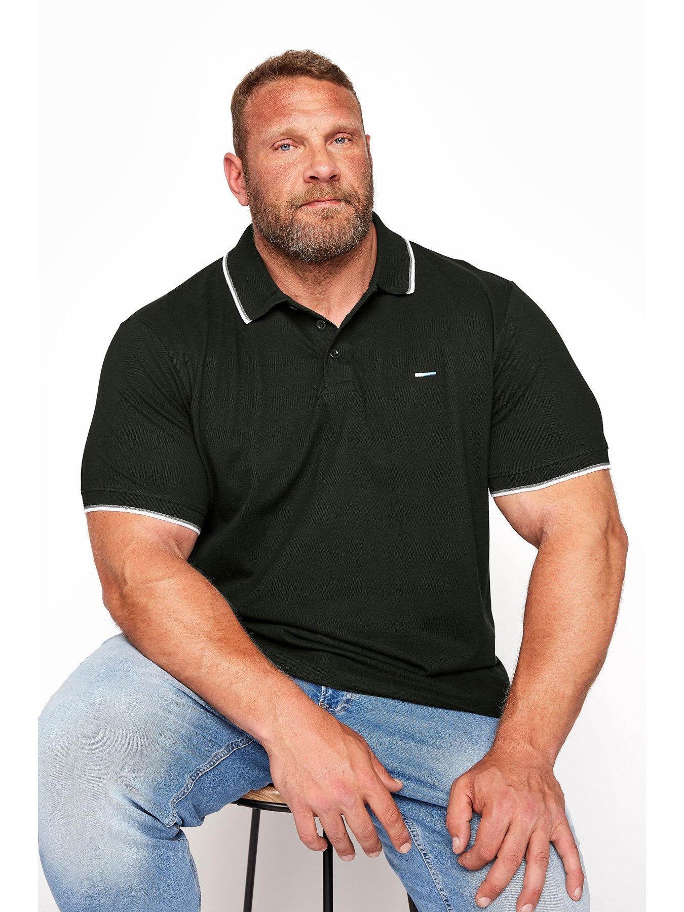 BadRhino Essential Short Sleeve Tipping Polo Shirt, Black, Size 7-8Xl, Men