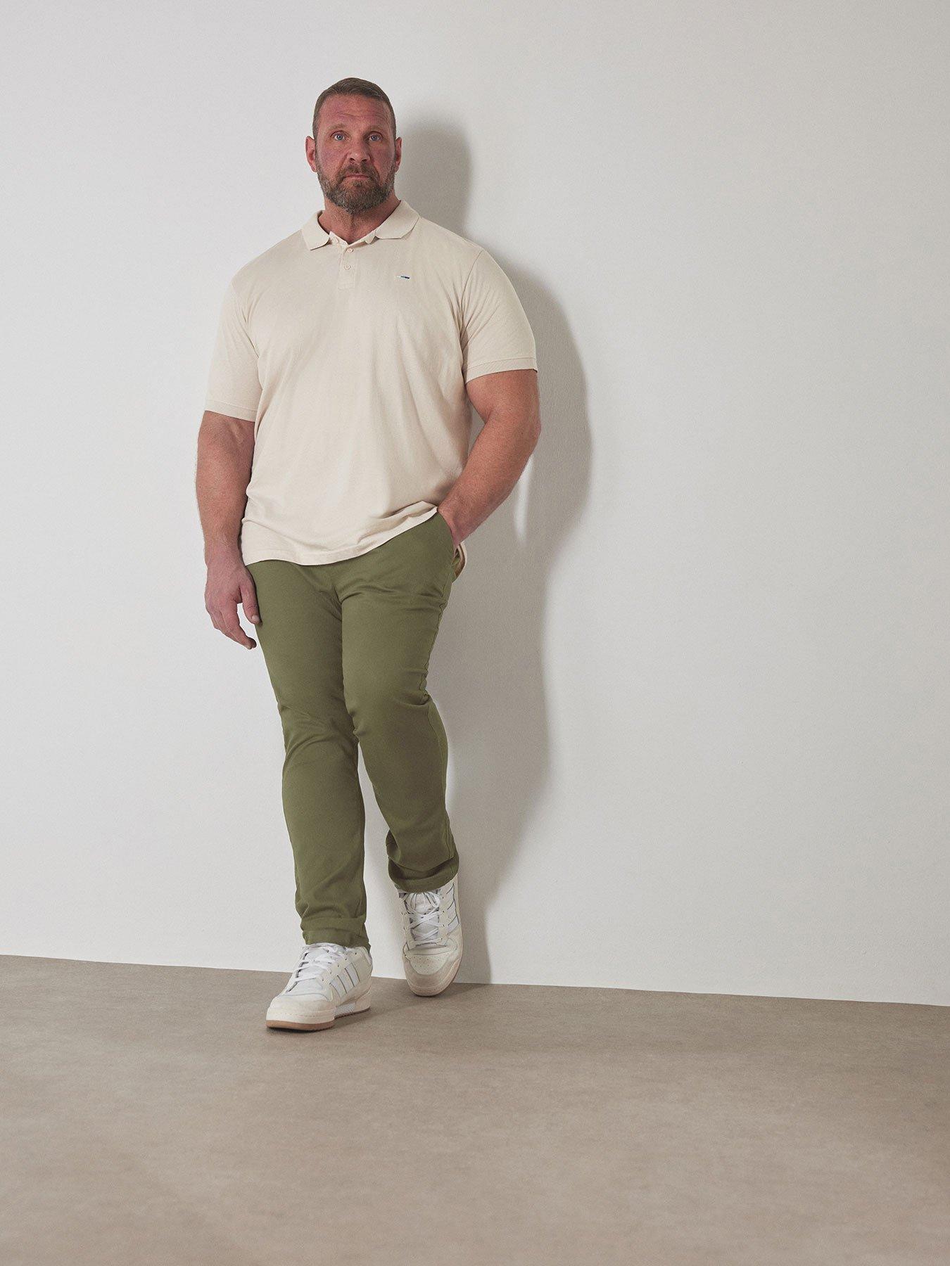 BadRhino Essential Chino Trousers, Khaki, Size 42, Inside Leg 32, Men