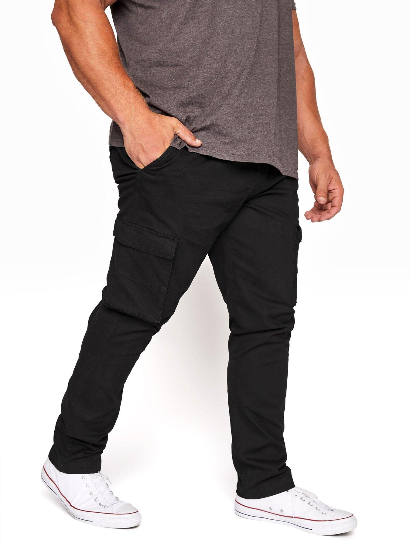 BadRhino Essential Cargo Trousers, Black, Size 52, Inside Leg 34, Men