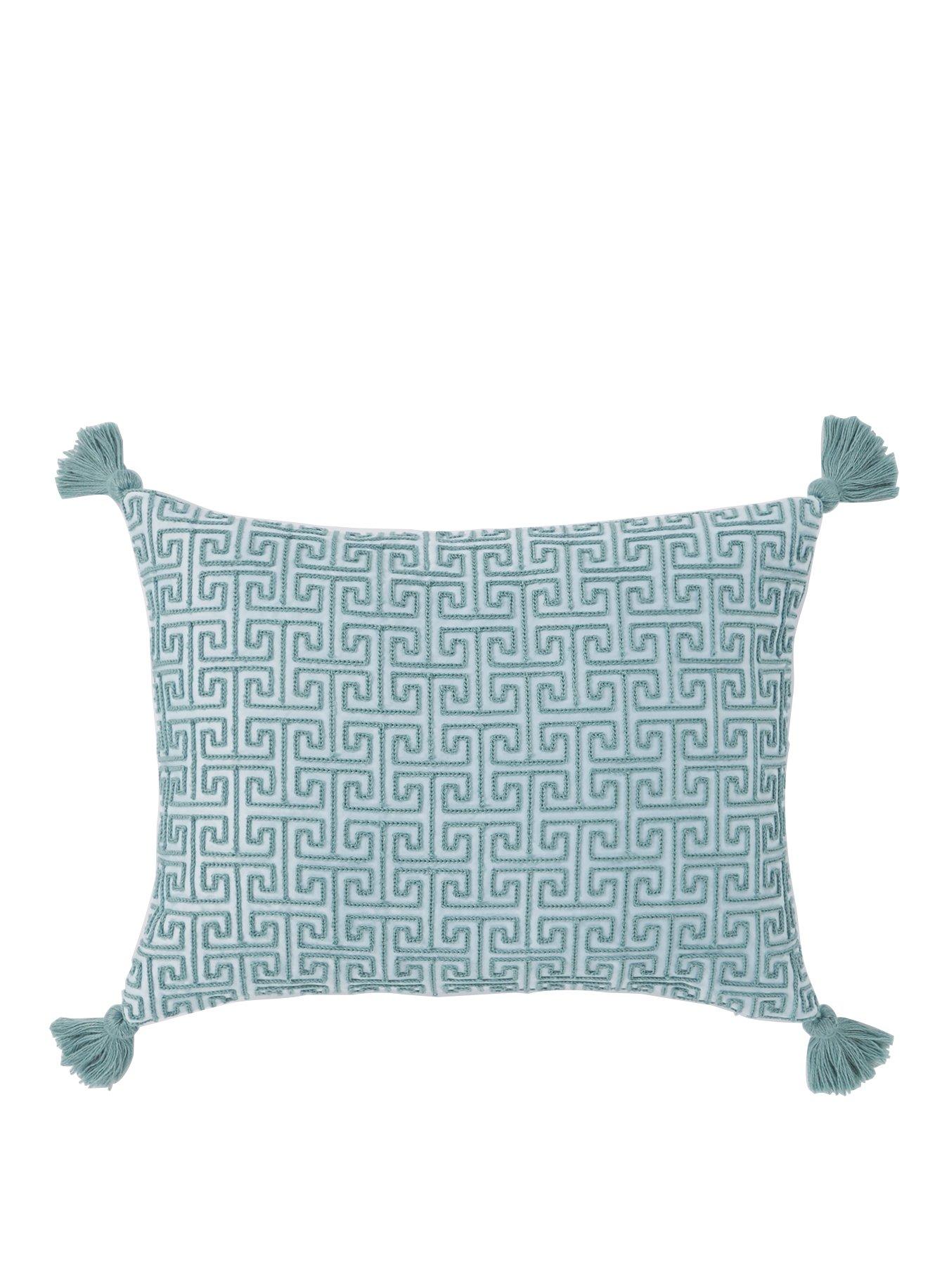 Product photograph of Greek Key Embroidered Cushion from very.co.uk