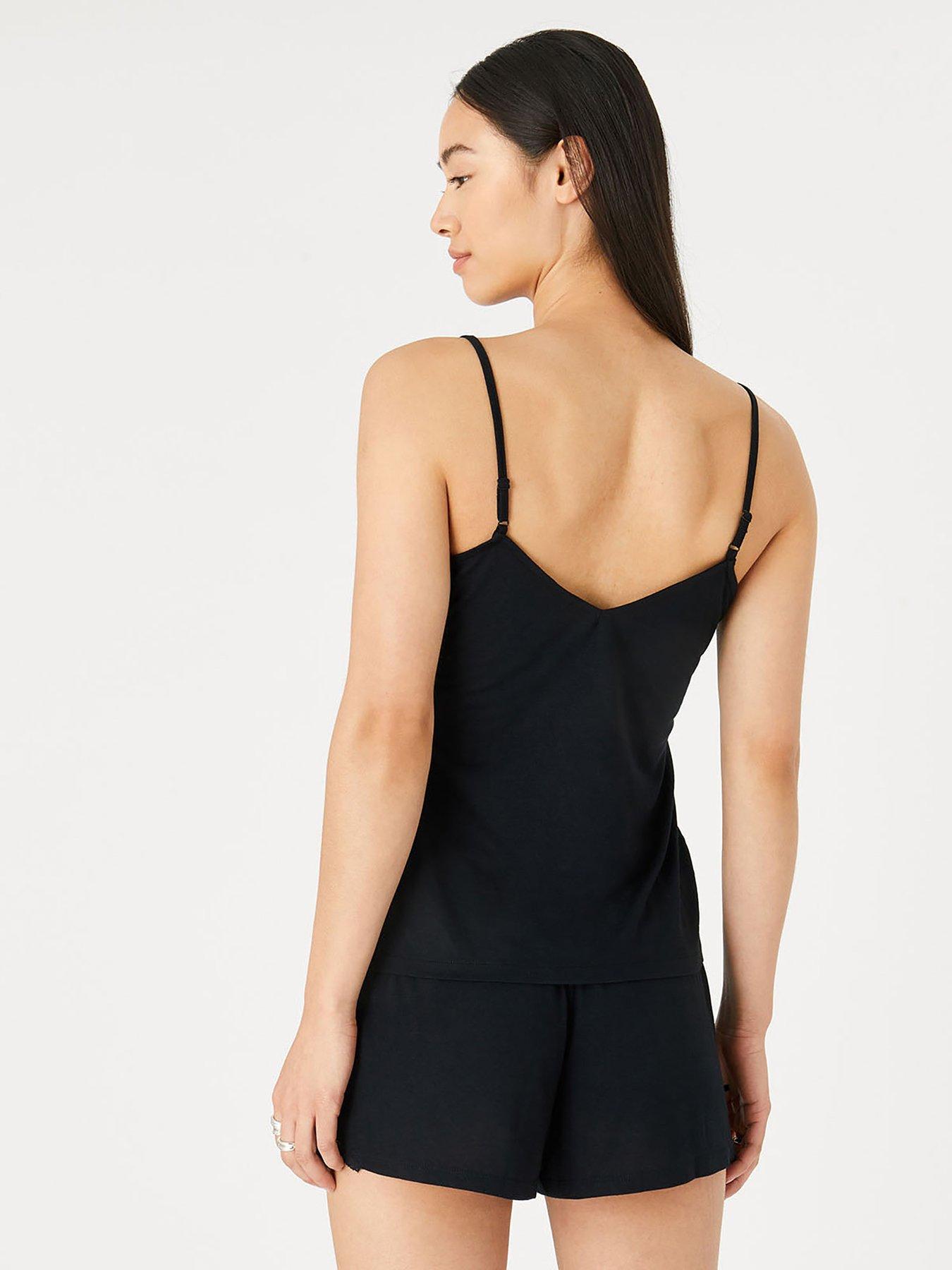 Image 2 of 4 of Accessorize Lace Trim Plain Vest Set - Black