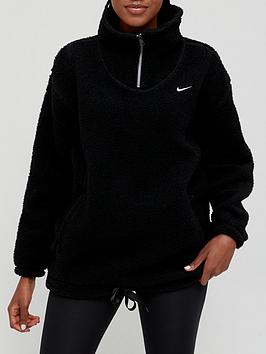 Nike Training Cozy Fleece Half Zip Sweat Top - Black