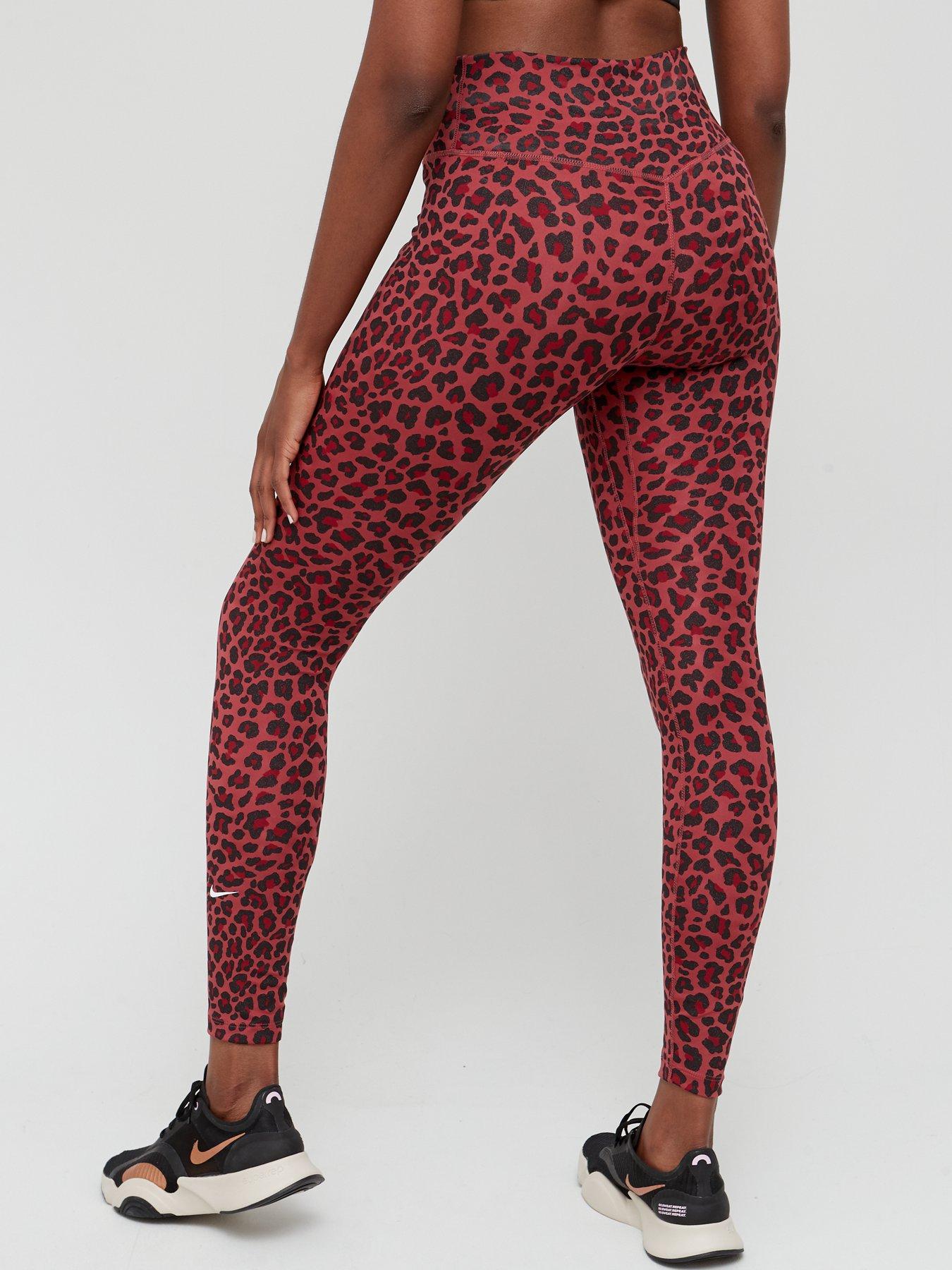 Nike The One Dri-FIT Leopard Print Leggings - Pink | very.co.uk