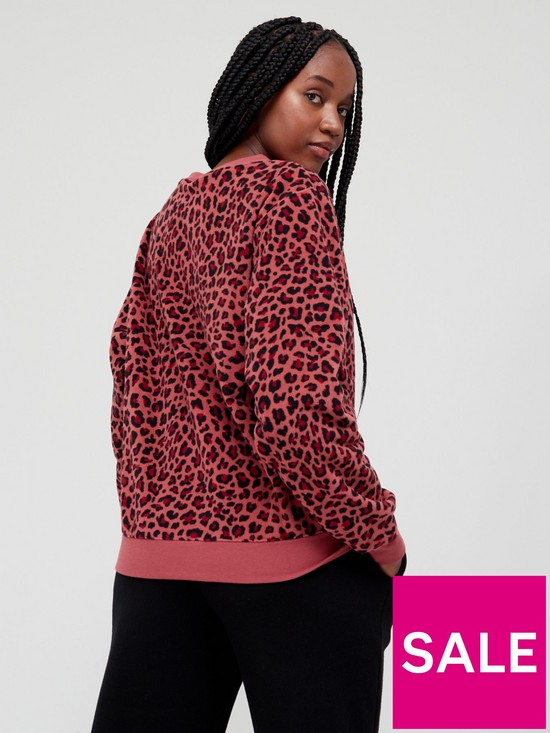 stillFront image of nike-nsw-leopard-print-crew-pink