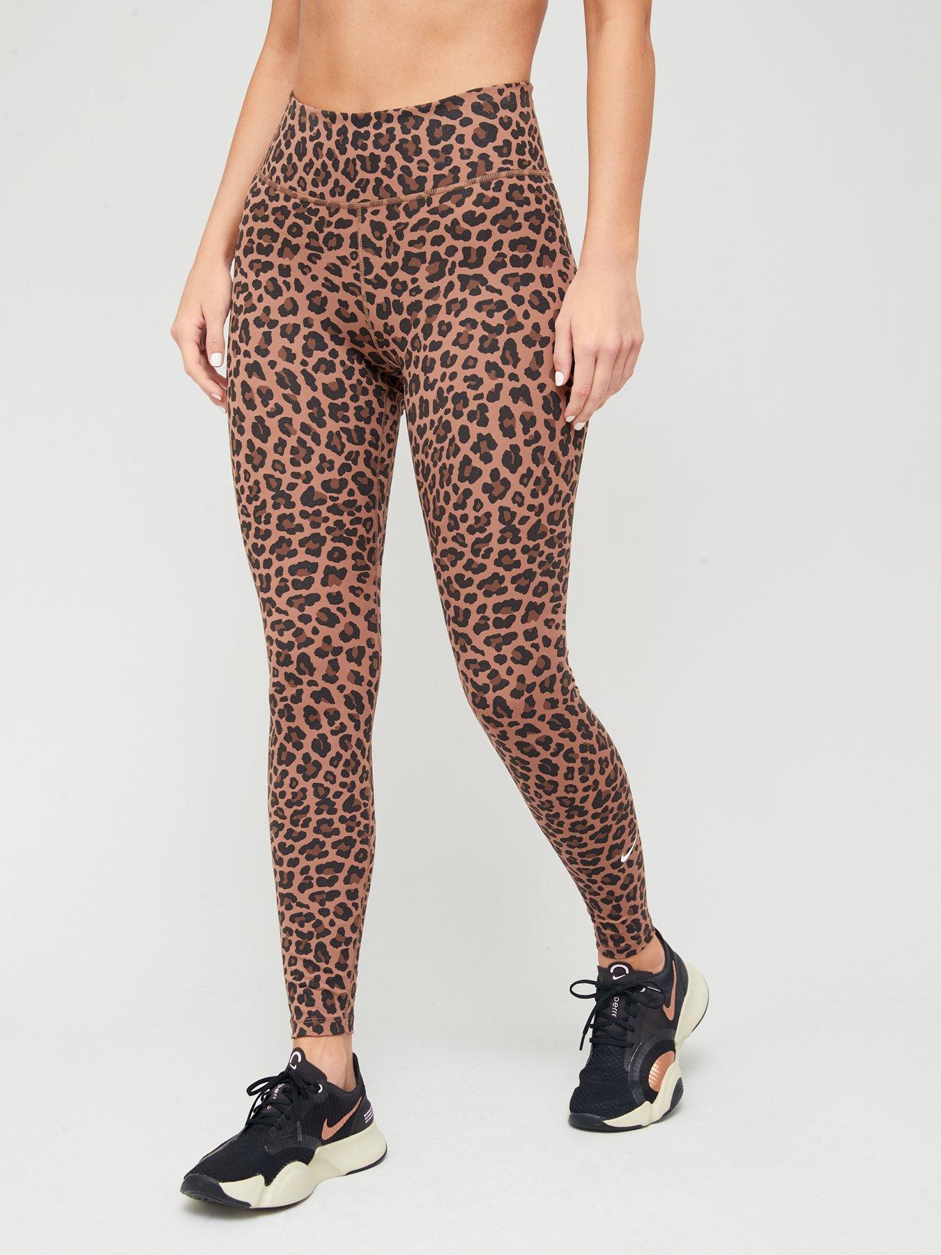 Nike The One Dri-FIT Leopard Print Leggings - Brown | very.co.uk
