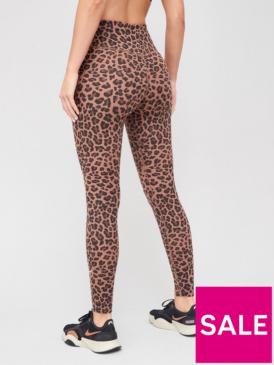 stillFront image of nike-the-one-dri-fit-leopard-print-leggings-brown