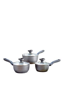 Product photograph of Prestige Earth Pan 3-piece Saucepan Set With Lids from very.co.uk
