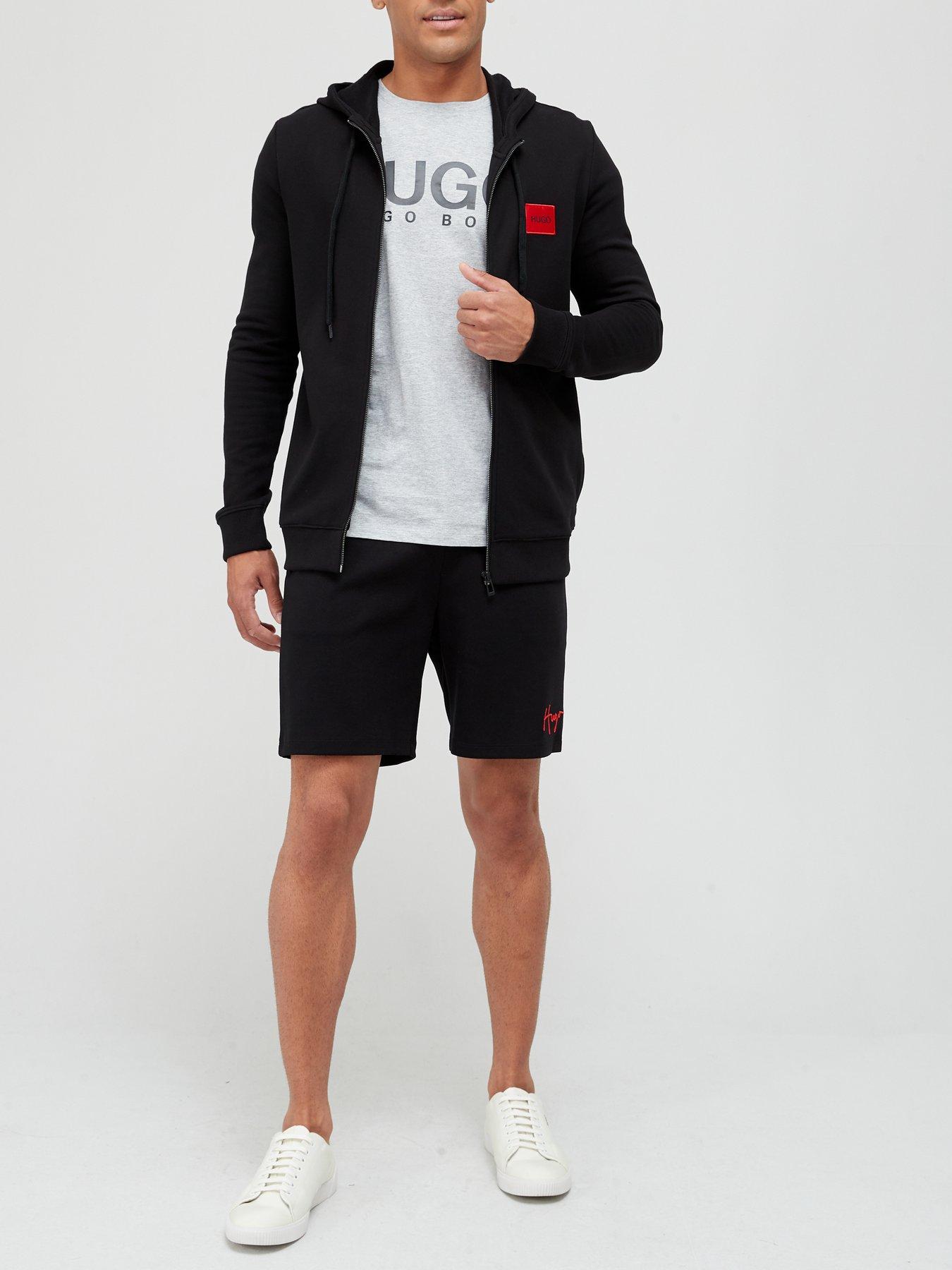Image 3 of 4 of HUGO Daple Red Patch Logo Zip Through&nbsp;Hoodie - Black