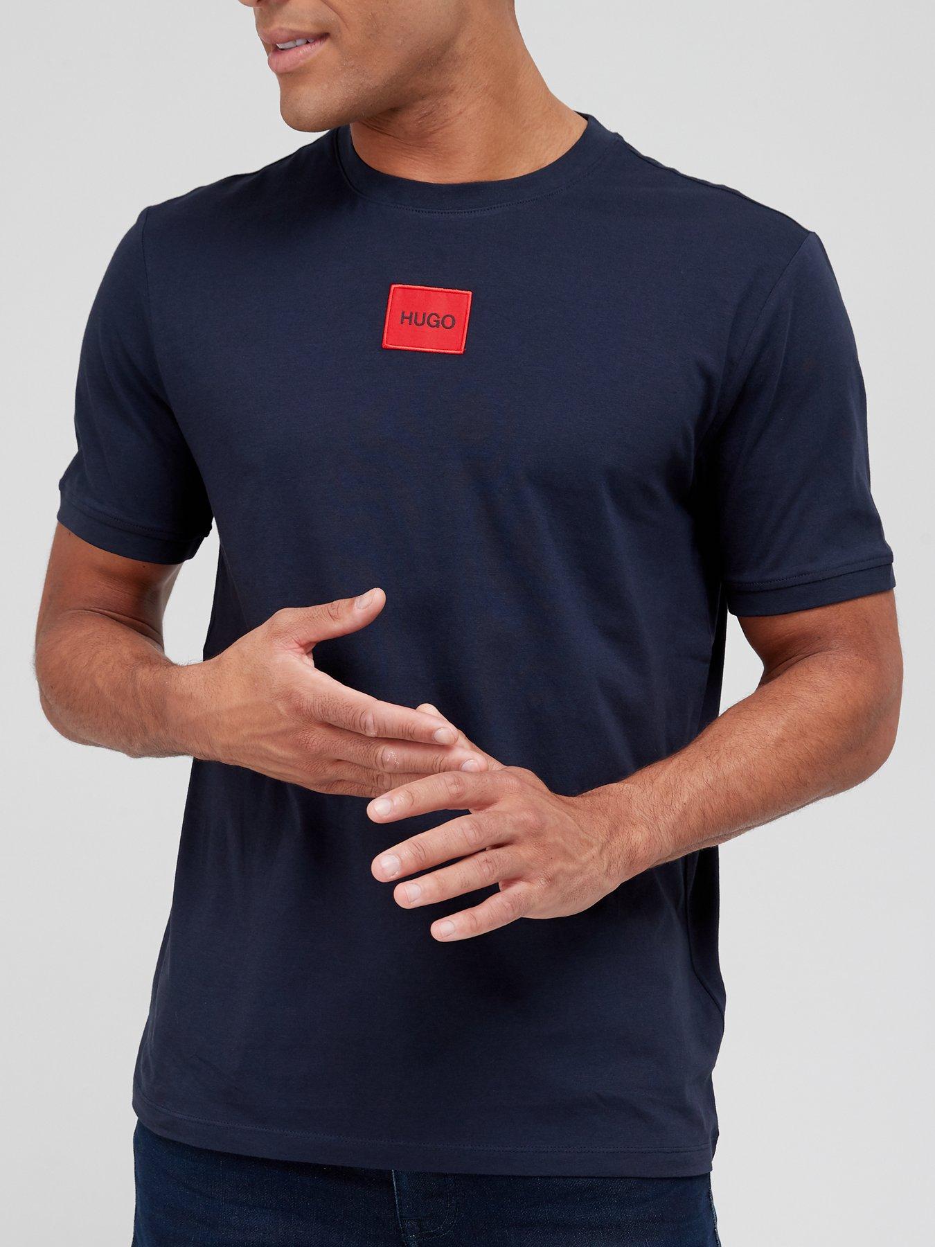 HUGO Diragolino Red Patch Logo T-Shirt - Dark Blue
