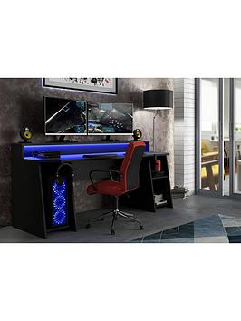Product photograph of Very Home Tezaur Gaming Desk With Colour Changing Lighting from very.co.uk