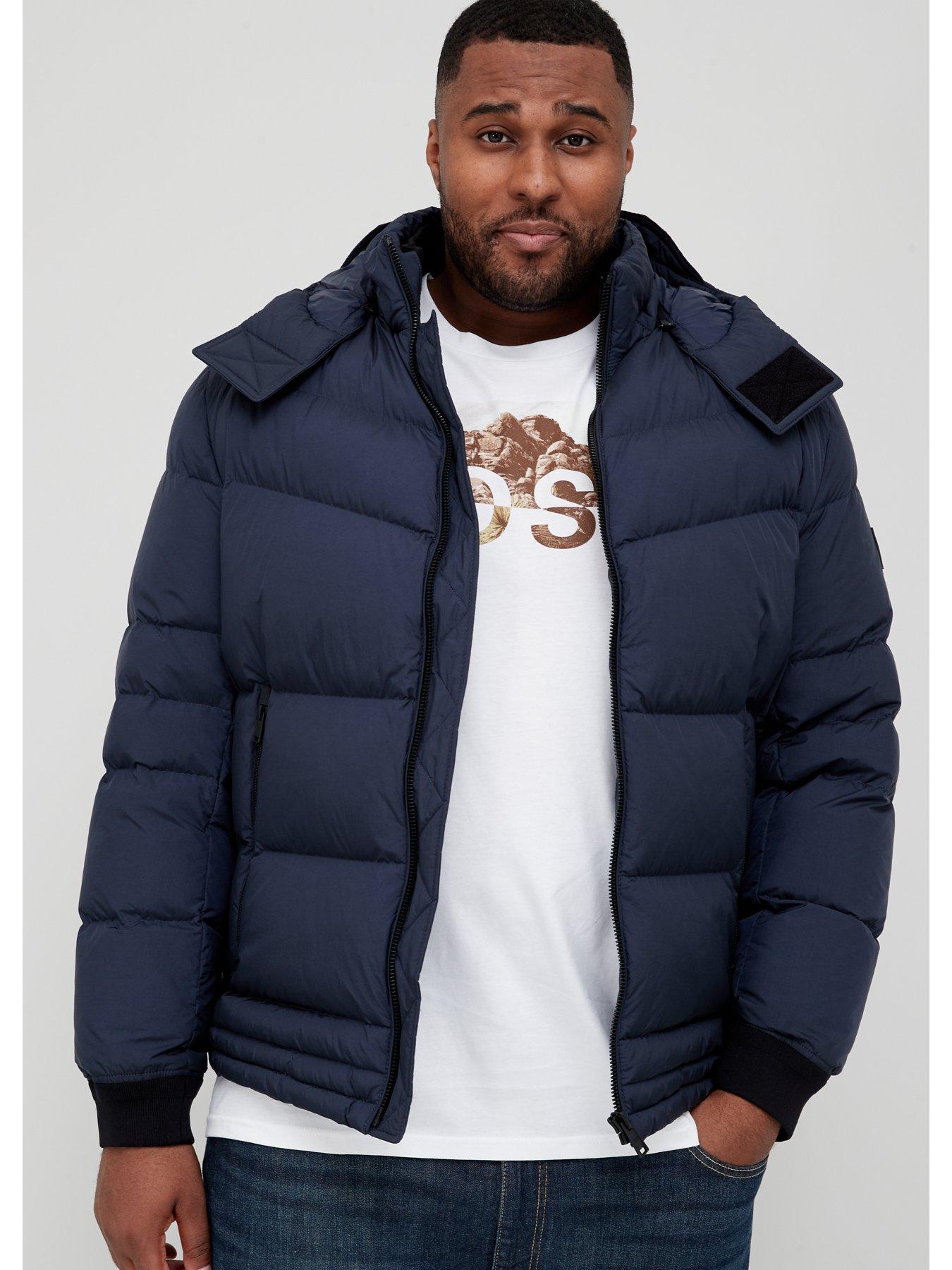 Men Big & Tall Out Padded Hooded Jacket - Dark Blue