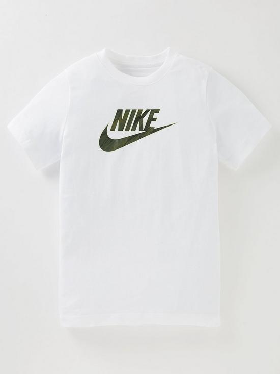 Nike Boys NSW Camo Futura Logo T-shirt - White | very.co.uk