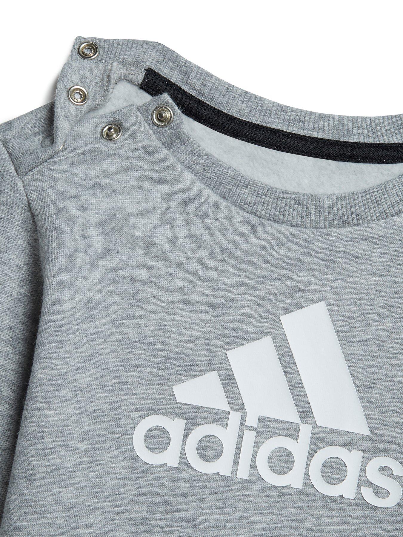 Image 3 of 3 of adidas Sportswear Infants Unisex Badge Of Sport Crew &amp; Jog Pant Set - Grey/Black