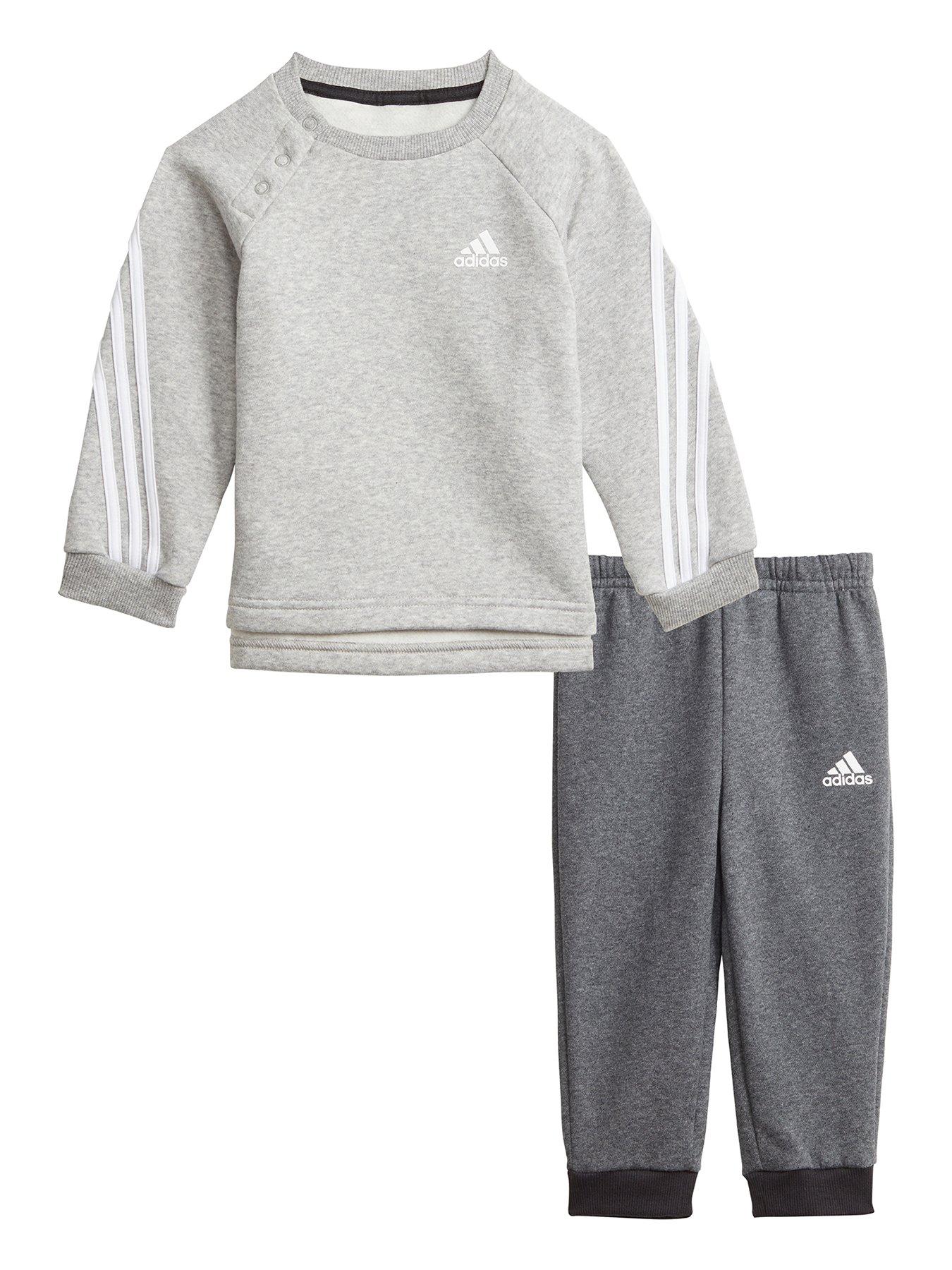 Sportswear Infant Unisex 3 Stripe Crew & Jog Pant Set - Grey/Black