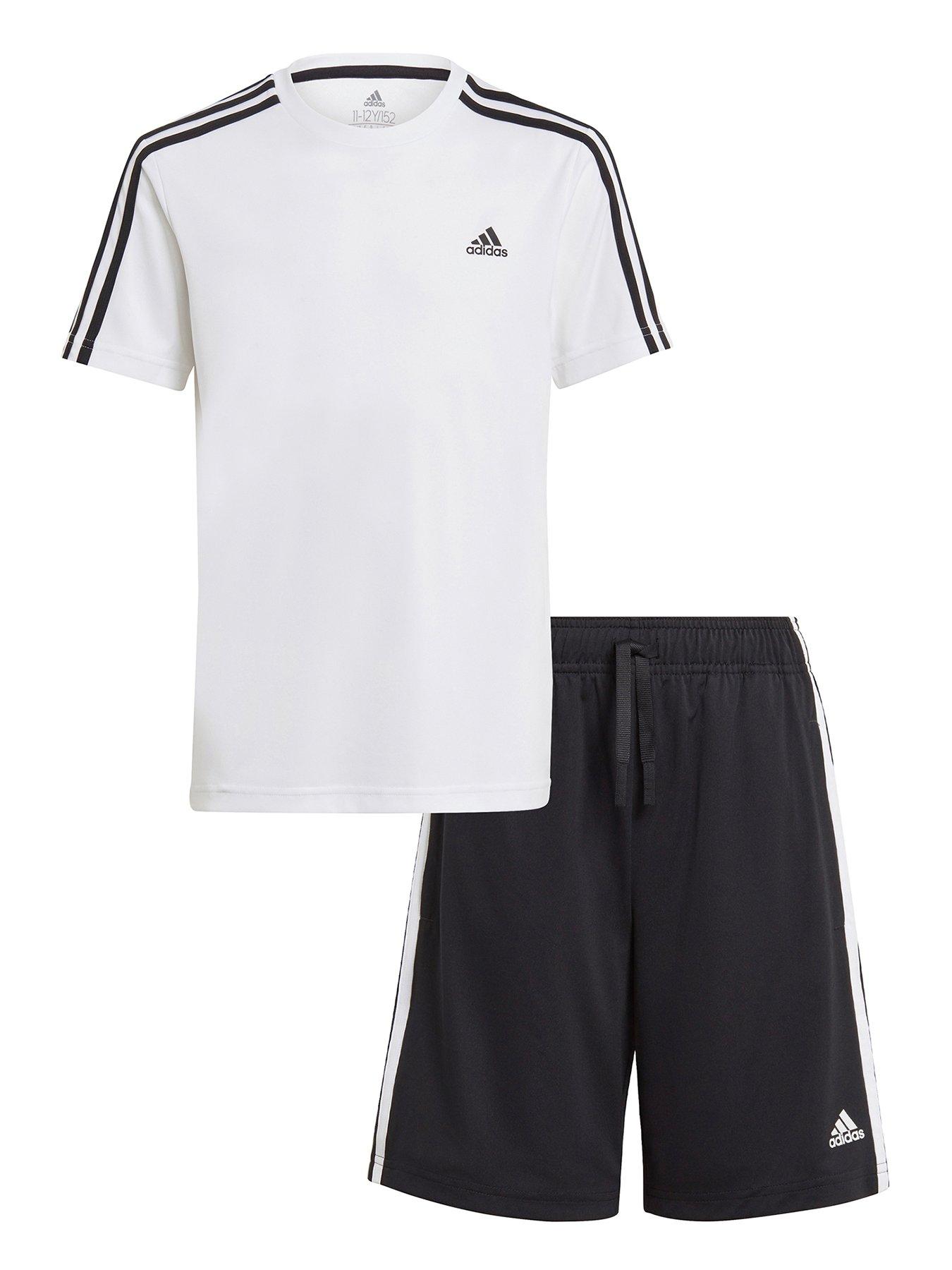 Baby Clothes Junior Boys 3-Stripes T-shirt Set - White/Black