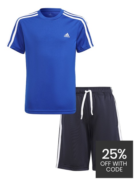 adidas-junior-boys-3stripesnbspt-shirt-set-bluewhite