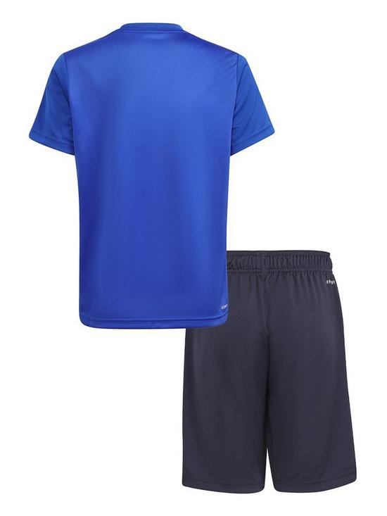 back image of adidas-junior-boys-3stripesnbspt-shirt-set-bluewhite