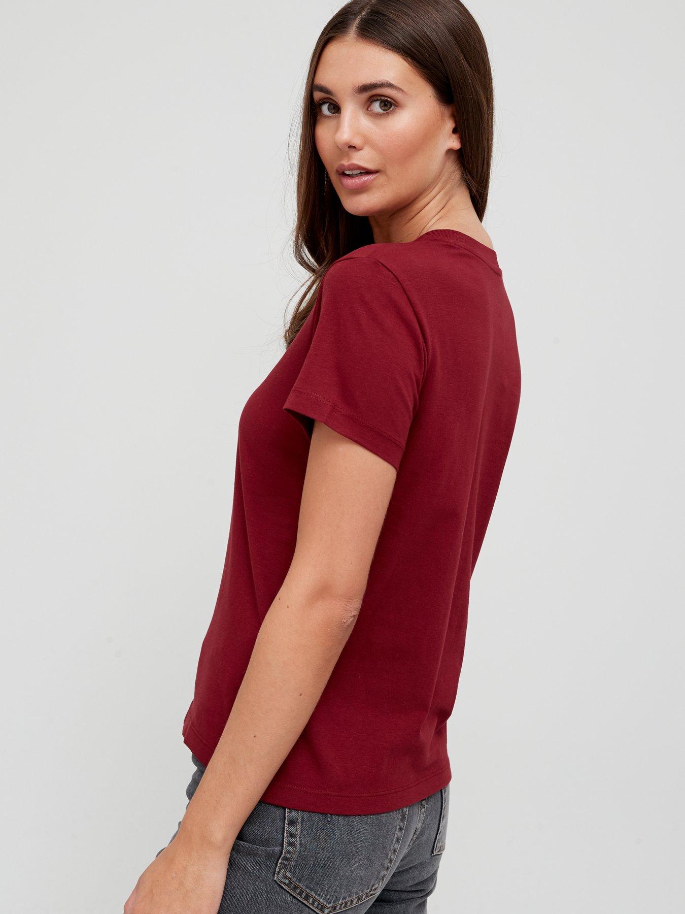 Women Animal V Short Sleeve T-Shirt - Pomegranate