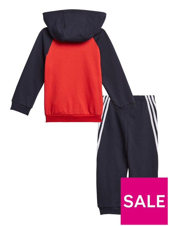back image of adidas-infant-unisex-badge-of-sport-full-zip-hood-amp-jog-pant-set-redblack