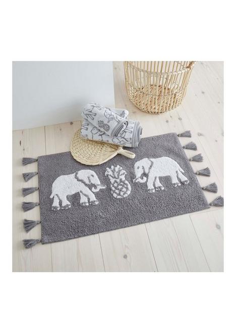 pineapple-elephant-embroiderednbsp100-cotton-bath-mat-in-grey