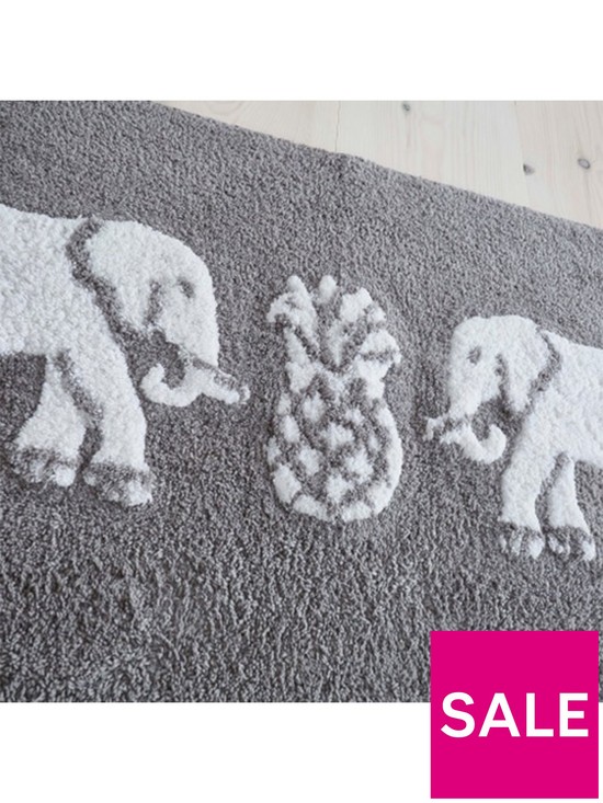 stillFront image of pineapple-elephant-embroiderednbsp100-cotton-bath-mat-in-grey
