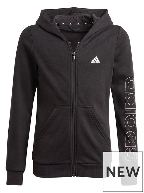 adidas-junior-girls-linear-logo-full-zip-hoodie-blackwhite