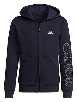 adidas-junior-girls-linear-logo-sleeve-full-zip-hoodie-navy-white