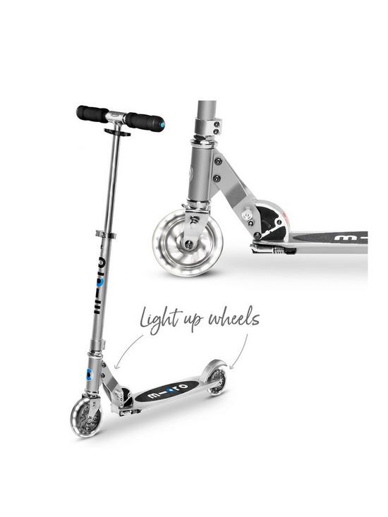 front image of micro-scooter-micro-sprite-silver-led