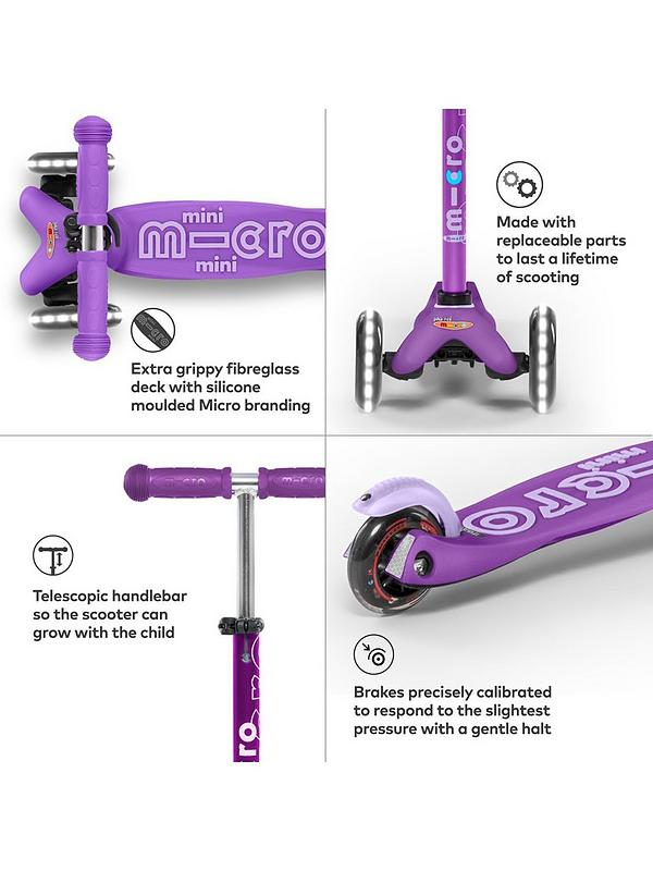 Image 3 of 5 of Micro Scooter Mini Deluxe LED Scooter -&nbsp;Purple