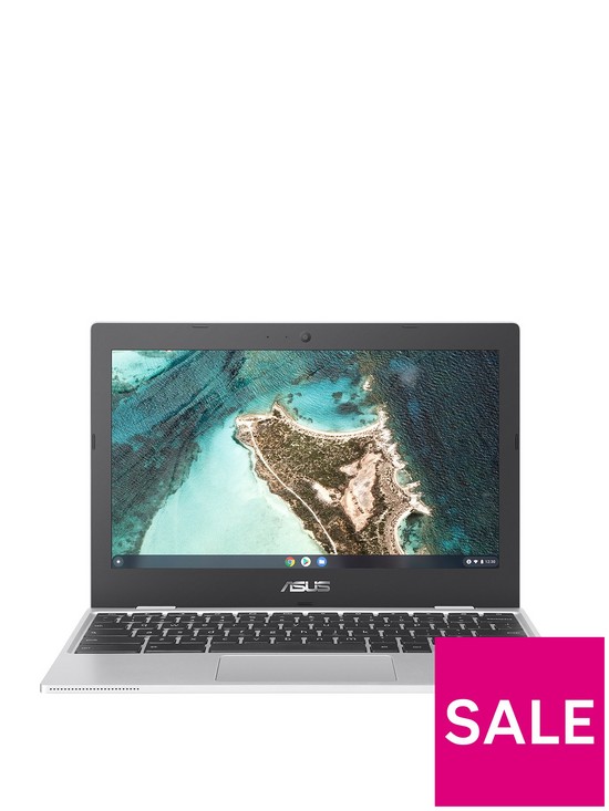 front image of asus-chromebook-cx1100cna-gj0038-intel-celeronnbsp4gb-ramnbsp64gb-storage-11in-hd-laptop-silver