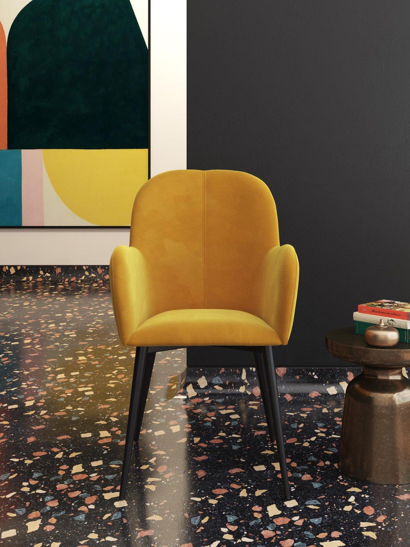 Product photograph of Cosmoliving By Cosmopolitan Fitz Accent Velvet Chair - Mustard from very.co.uk