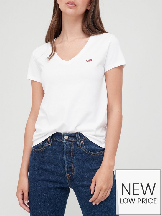 front image of levis-nbspv-neck-small-logo-tee-white