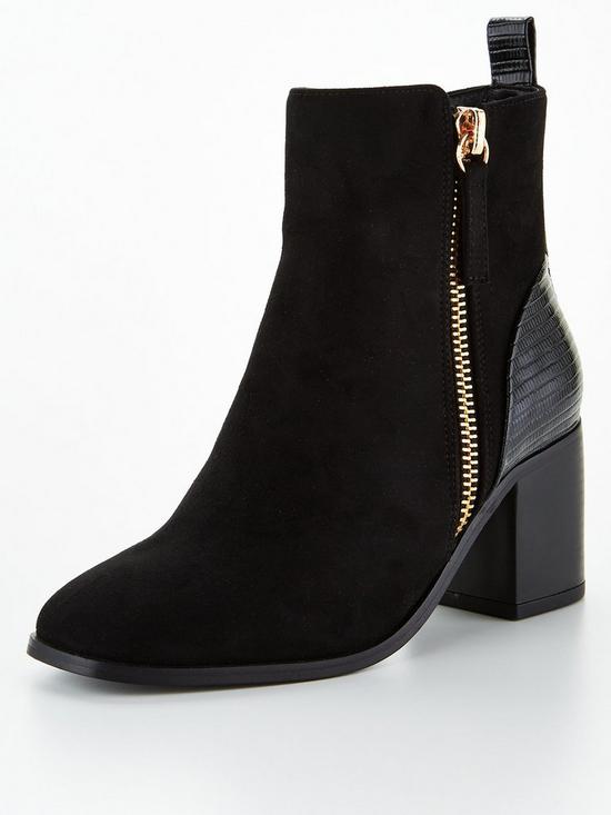 front image of v-by-very-zip-block-heel-ankle-boot-black