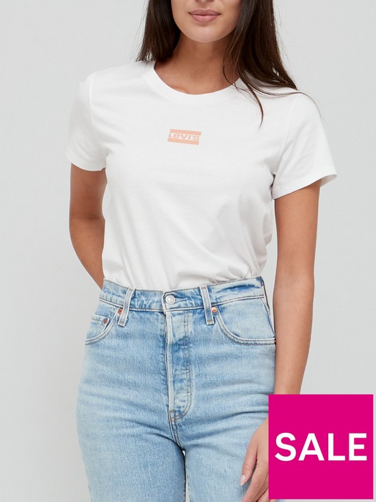 front image of levis-the-perfect-t-shirt-with-seasonal-sportswear-logo-white