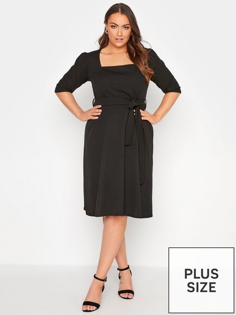 yours-london-square-neck-fit-and-flare-dress-black