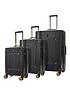  image of rock-luggage-vintage-8-wheel-suitcases-3-piece-set-black