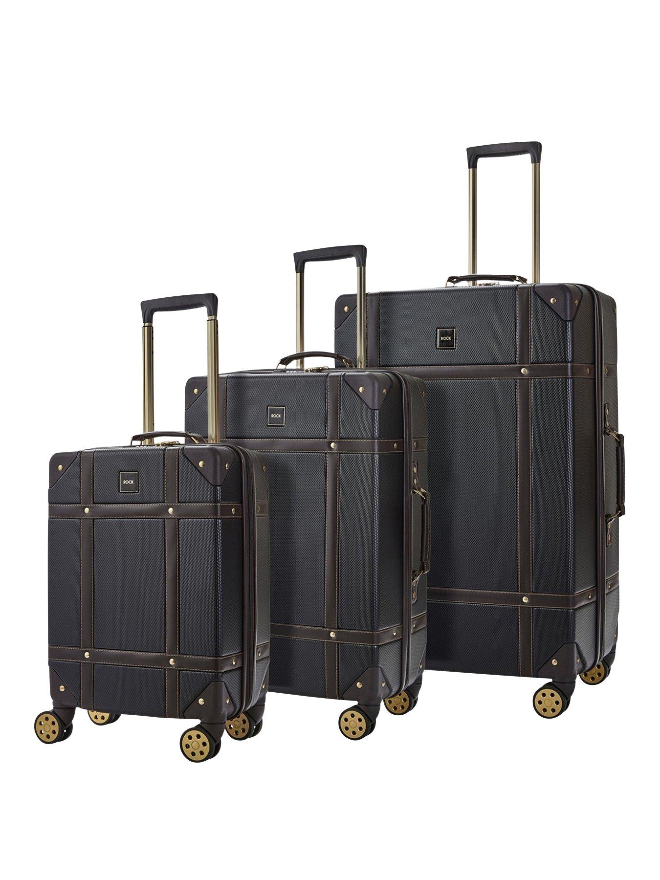 undefined Vintage 8-Wheel Suitcases 3 piece Set - Black