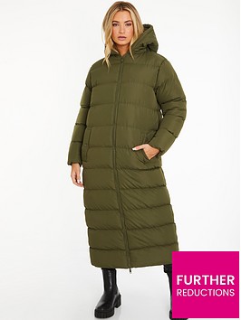 quiz-khaki-padded-hooded-longline-coat