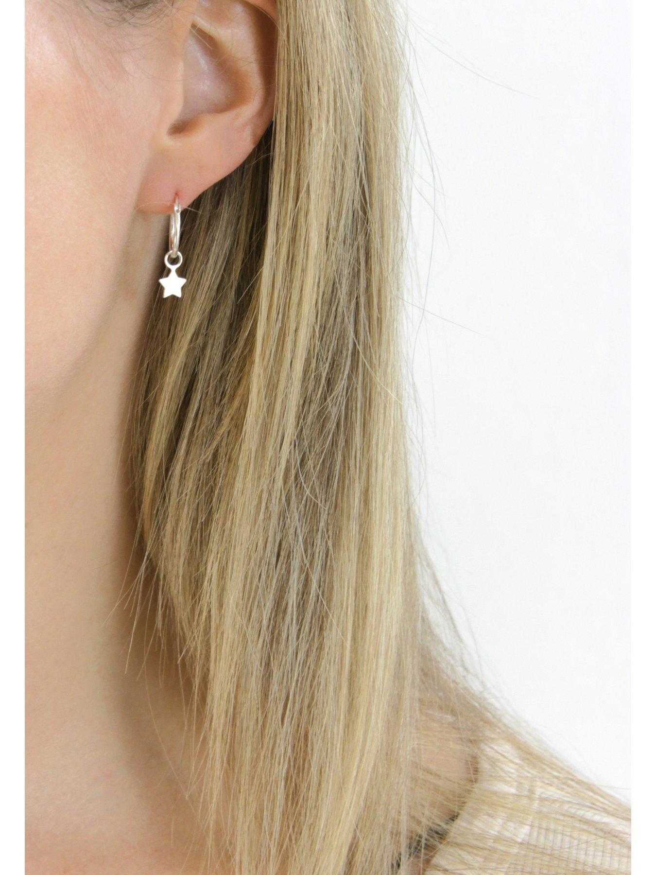 Star moon hot sale hoop earrings