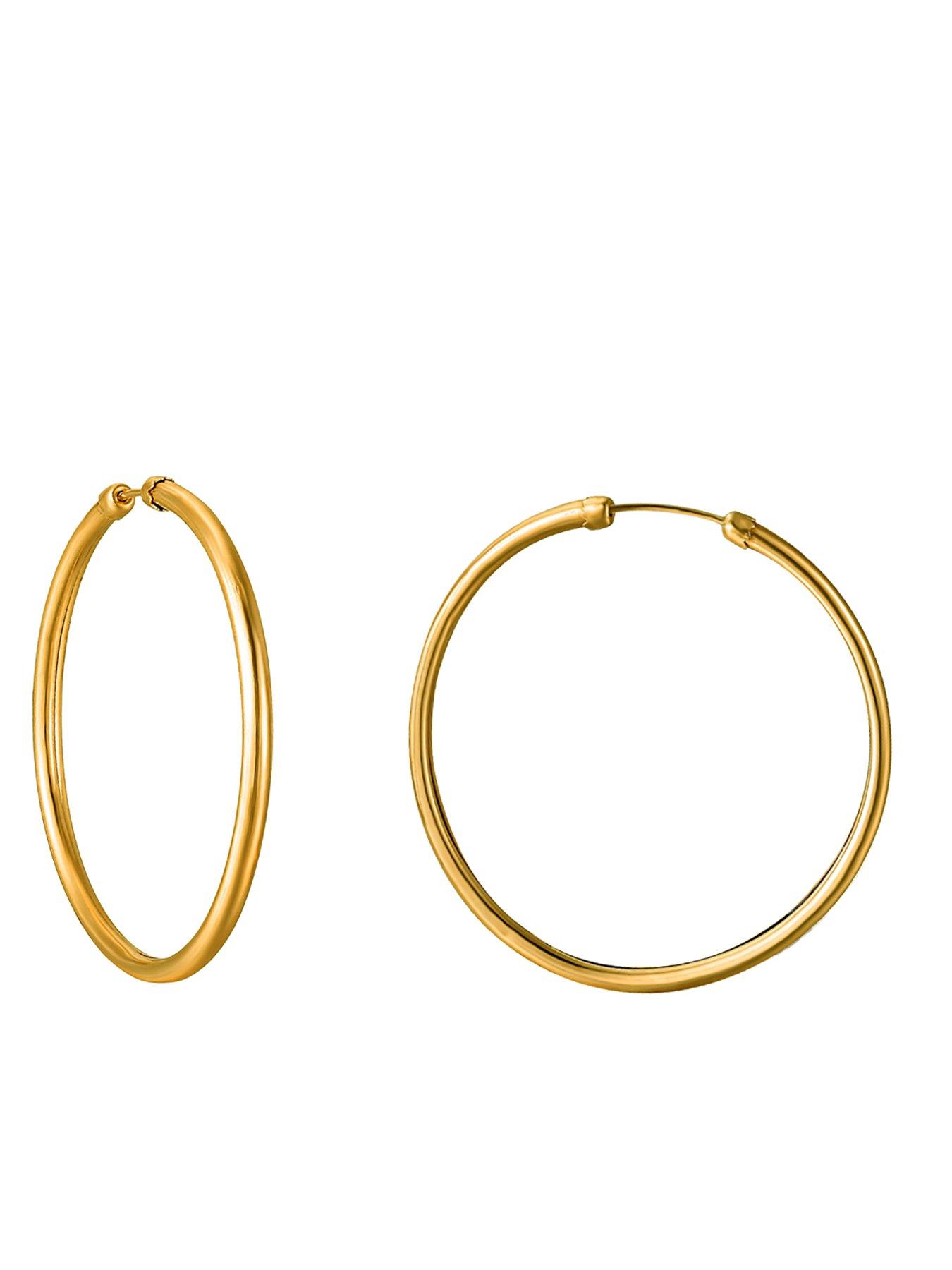 Women 9ct Rolled Gold 45mm Large Hoop Earrings