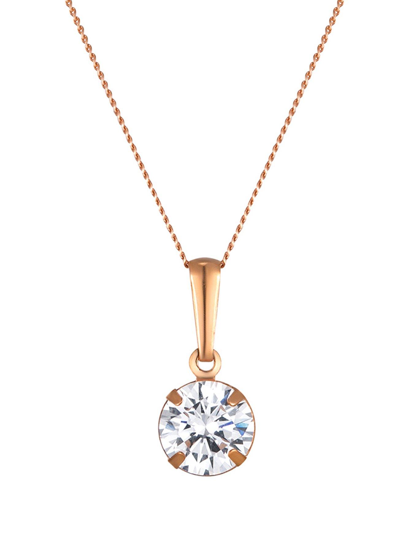 Product photograph of Love Gold 9ct Rose Gold 6mm Cubic Zirconia Solitaire Pendant Necklace from very.co.uk