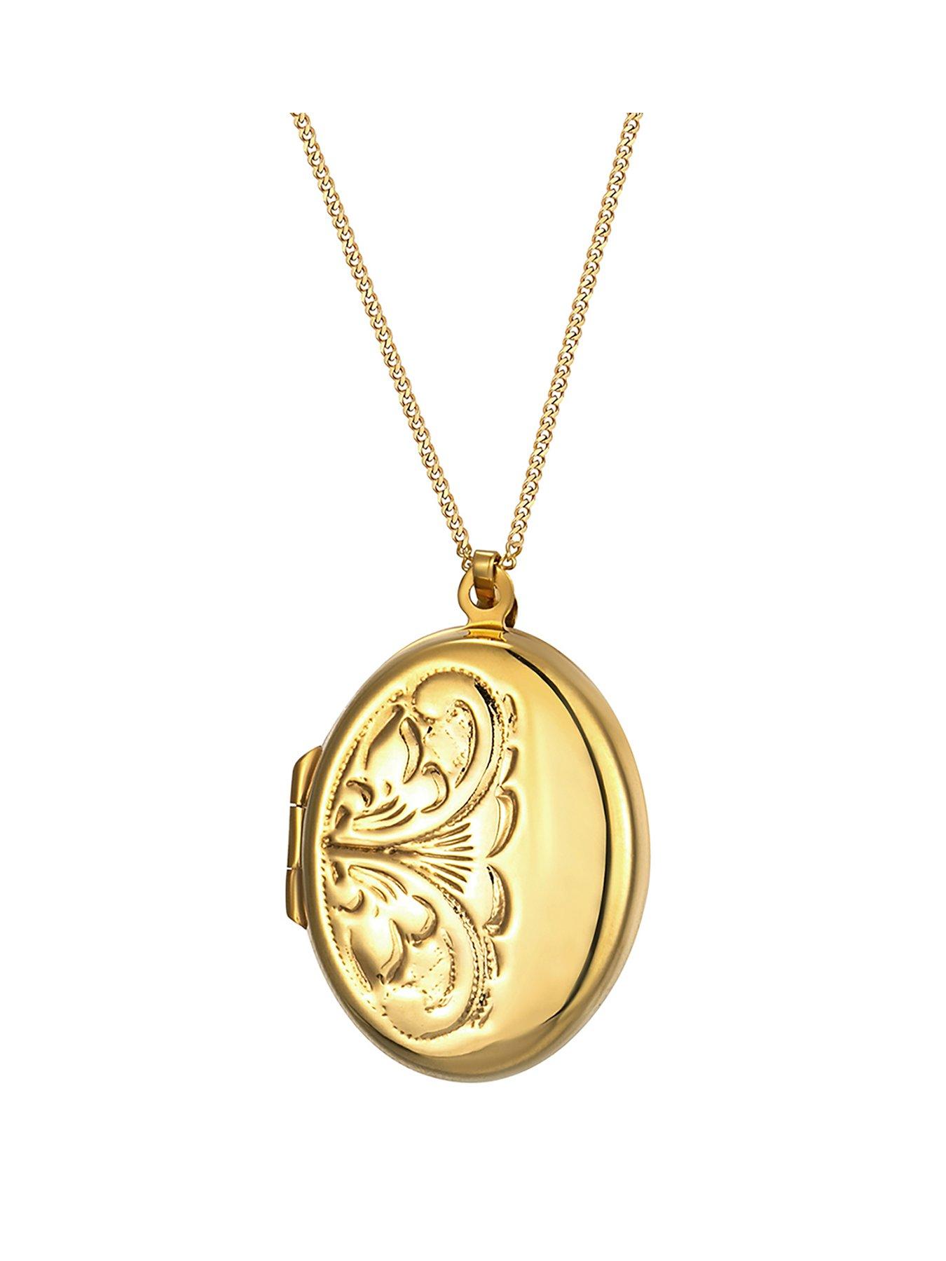  9ct Rolled Gold Oval Locket Pendant Necklace