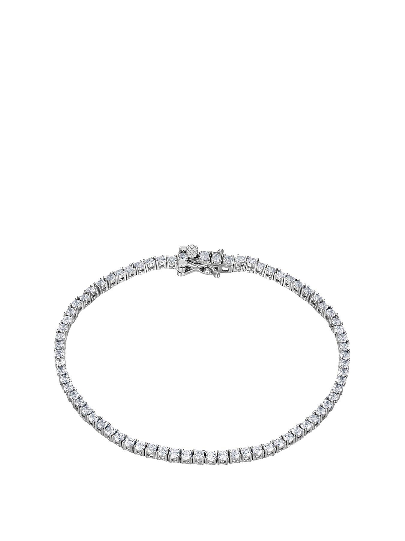 Product photograph of The Love Silver Collection Sterling Silver Cubic Zirconia Dress Bracelet from very.co.uk
