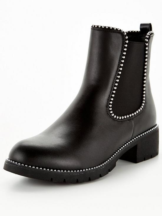 front image of v-by-very-stud-trim-chelsea-boot-black