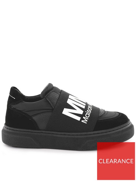 mm6-kids-slip-on-logo-trainers-black