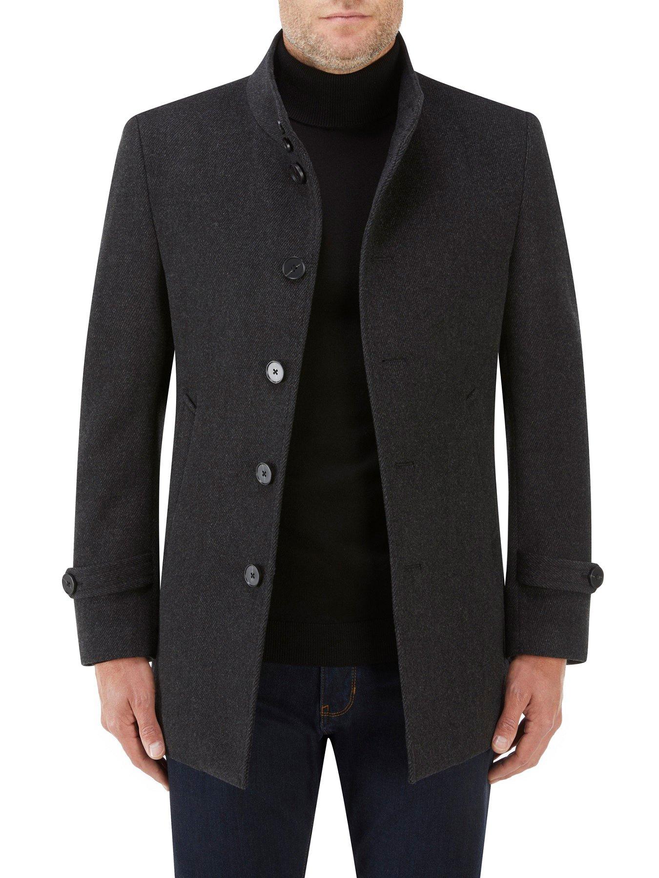 Coats & Jackets Ladbroke Single Breasted Funnel Neck Coat - Charcoal