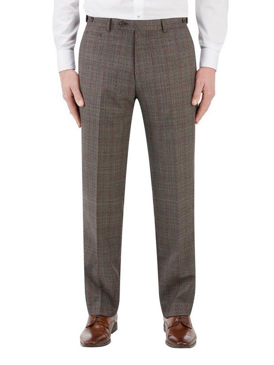 front image of skopes-havlin-tailored-fit-overcheck-trouser-greyred