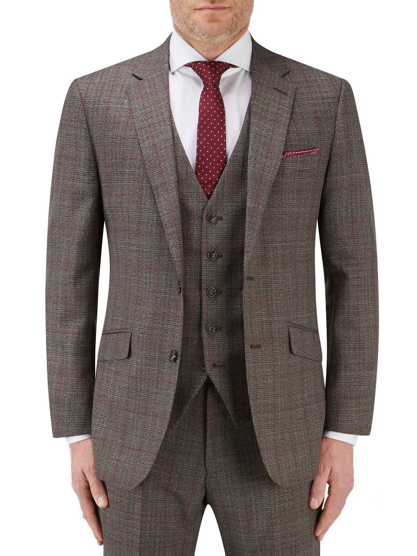 Men Havlin Tailored Fit Overcheck Jacket - Grey/Red